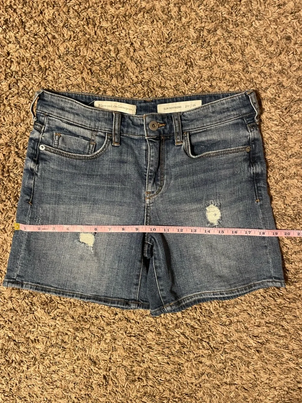 Pilcro and the Letterpress Womens 29 Slim Boyfriend Distressed Denim Jean Shorts